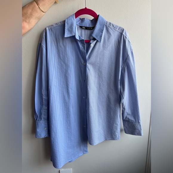 Zara Asymmetrical Dress Poplin Shirt, S - Picture 1 of 4